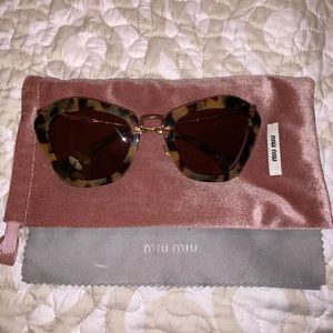 Miu Miu Havana Brown Oversized Cat Eye Sunglasses
